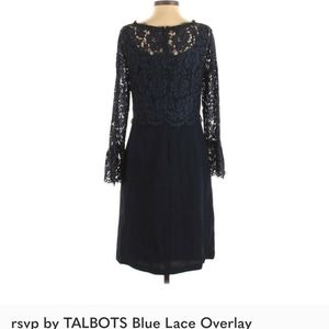 Talbots navy blue lace overlay dress